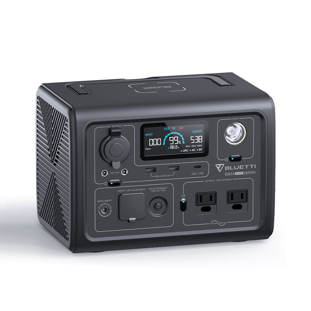 BLUETTI EB3A Portable Power Station 268Wh LiFePO4 Solar Generator 600W Pure Sine Wave