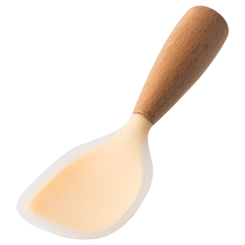 1Pcs Silicone Spoon Non-Stick Cooking Spoon Anti-Scalding Pot Rice High-Temperature-Resistant Spoon Durable Kitchen Gadgets