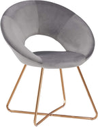 Modern Accent Velvet Chairs Single Sofa Comfy Upholstered Arm Chair Mid-Century Leisure Lounge Chairs with Golden Metal Frame Legs 1 PCS Grey