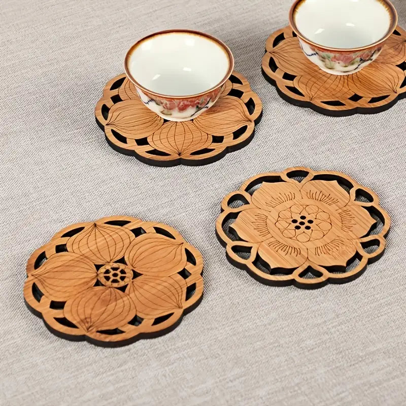 Posavasos con Forma de Raíz de Loto de Bambú (1pc)