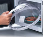 Microwave Food Splash Guard High Temperature Resistant Food Heating Cover with Steam Vent and Handle Transparent Plate Cover