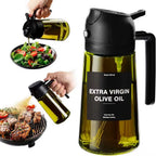 470 Ml Oil Sprayer for Cooking,2-In-1 Olive Oil Dispenser and Oil Spray Bottle,Oil Spray with Stickers,Thick Glass Spray Bottle