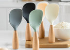 1Pcs Silicone Spoon Non-Stick Cooking Spoon Anti-Scalding Pot Rice High-Temperature-Resistant Spoon Durable Kitchen Gadgets