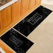 2pcs Juego de Alfombras de Cocina de Mármol Moderno, Antideslizante