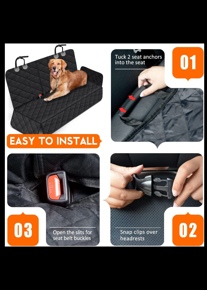 Dog Car Seat Cover, Back Seat Cover for Dogs Pet Car Seat Protector Waterproof Bench Car Seat Cover, Non-Slip Reat Seat Cover Fits Middle Armrest for Most Cars Trucks Suvs - Black