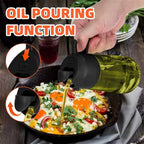 470 Ml Oil Sprayer for Cooking,2-In-1 Olive Oil Dispenser and Oil Spray Bottle,Oil Spray with Stickers,Thick Glass Spray Bottle