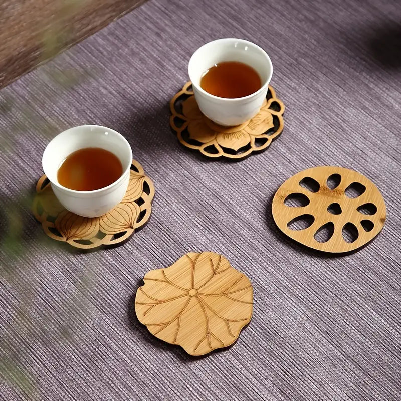 Posavasos con Forma de Raíz de Loto de Bambú (1pc)
