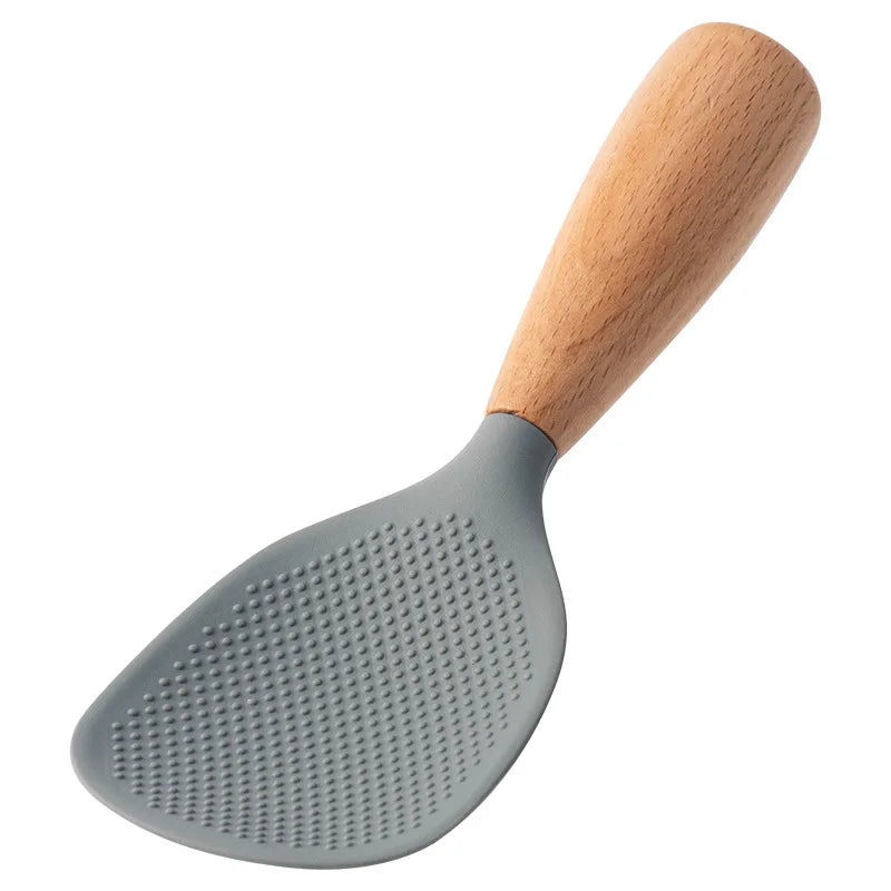 1Pcs Silicone Spoon Non-Stick Cooking Spoon Anti-Scalding Pot Rice High-Temperature-Resistant Spoon Durable Kitchen Gadgets