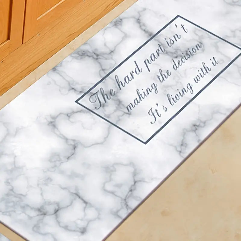 2pcs Juego de Alfombras de Cocina de Mármol Moderno, Antideslizante