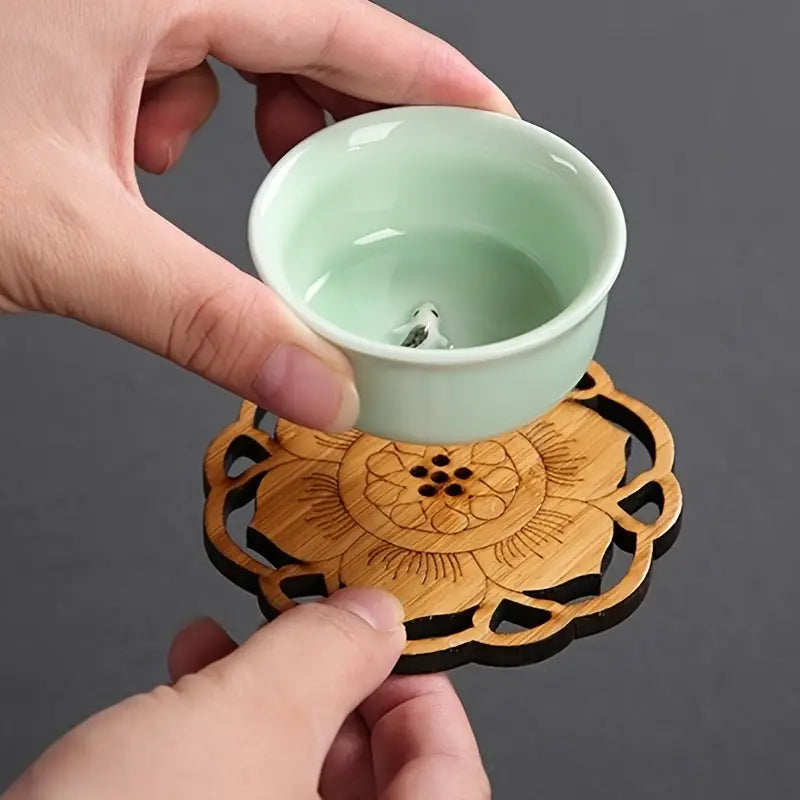 Posavasos con Forma de Raíz de Loto de Bambú (1pc)