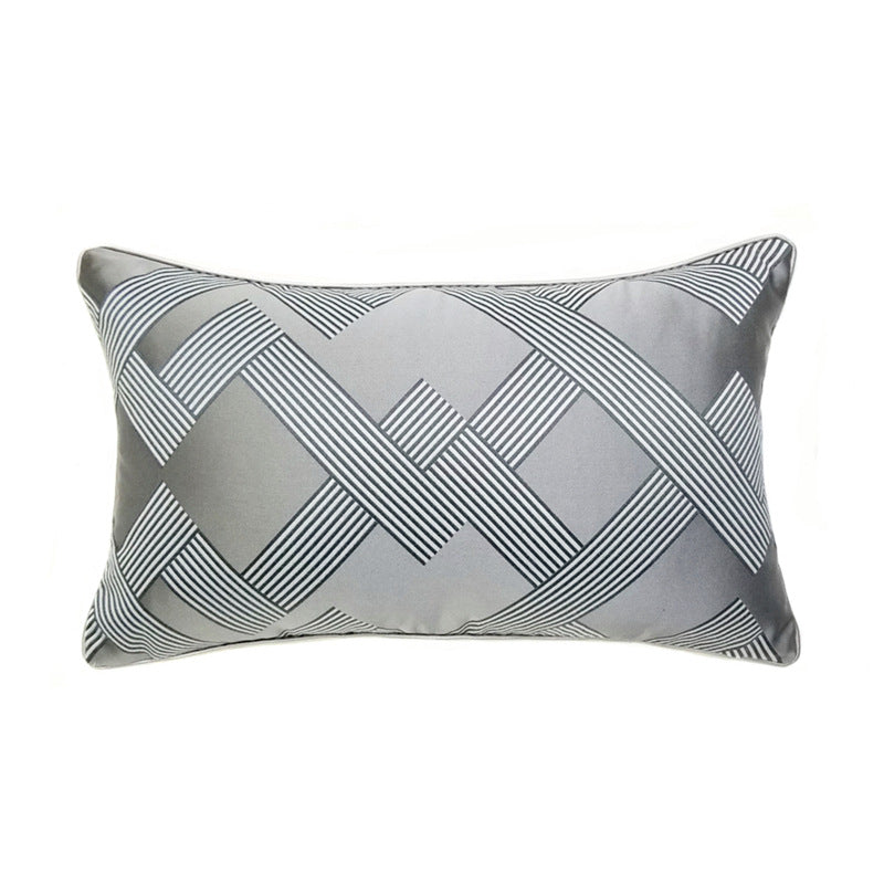 Cojín Clásico Jacquard Geométrico en Gris Oscuro